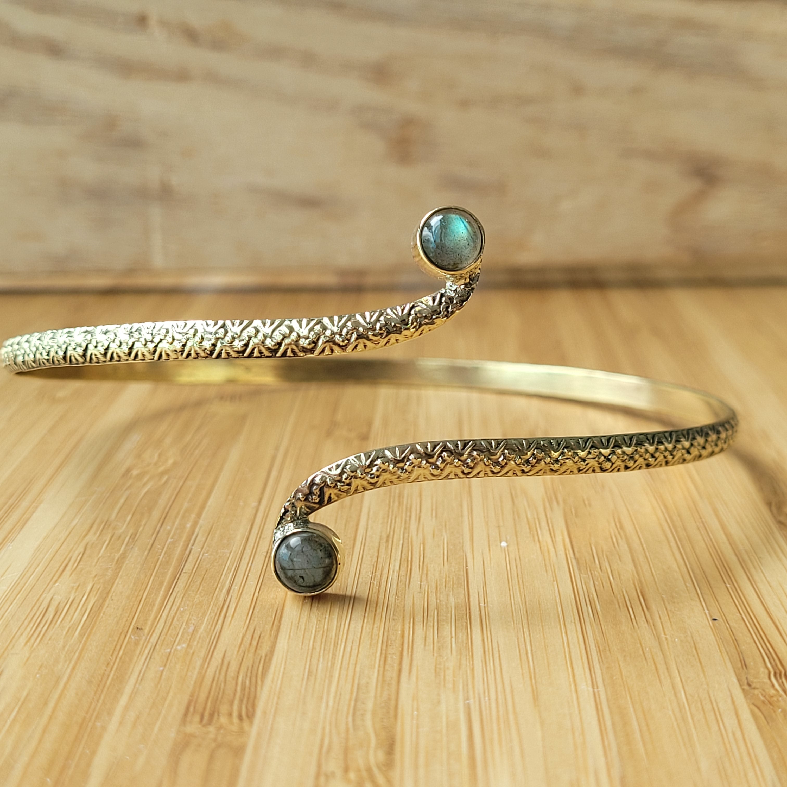 Premium Brass Arm band labradorite