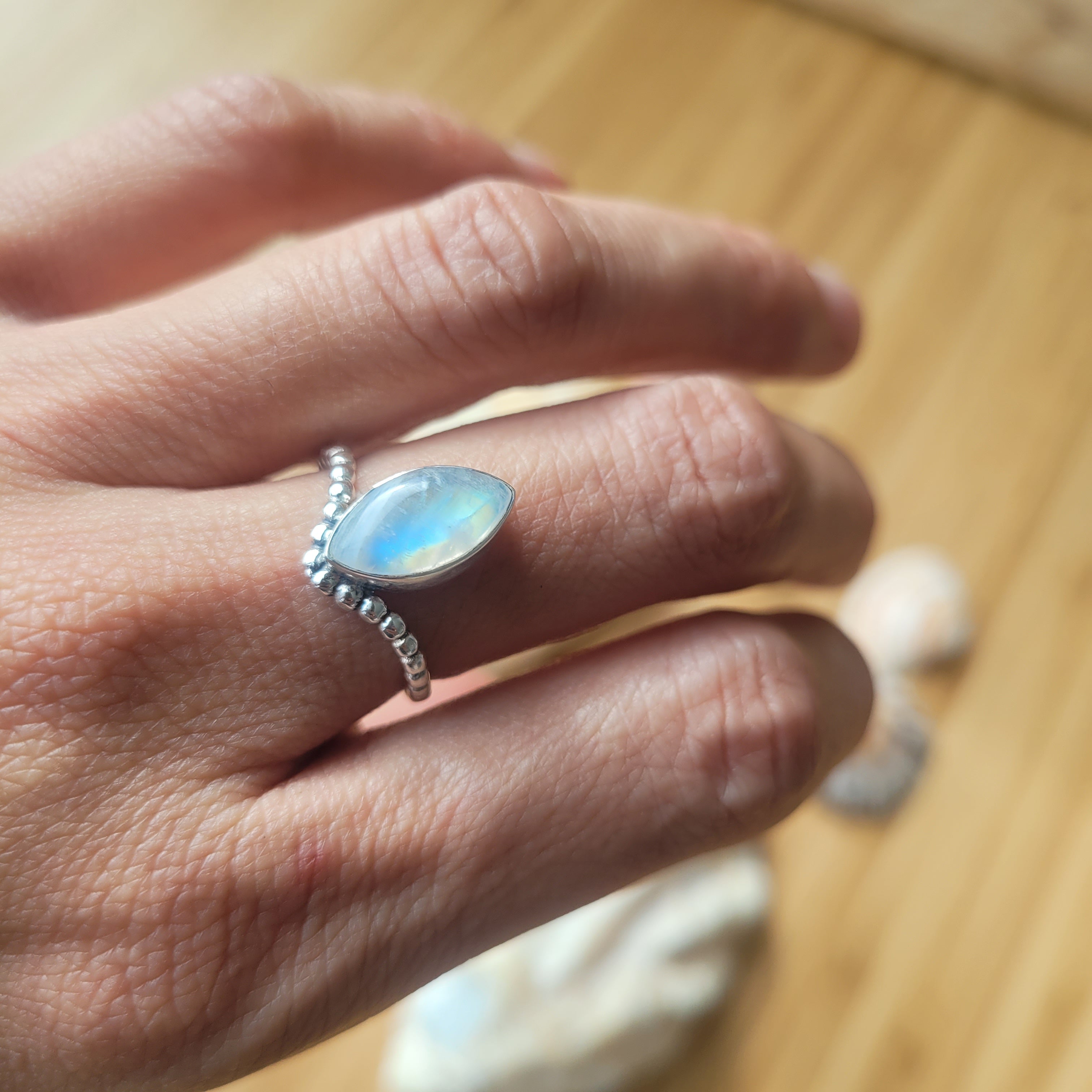 Rainbow moonstone hotsell silver ring