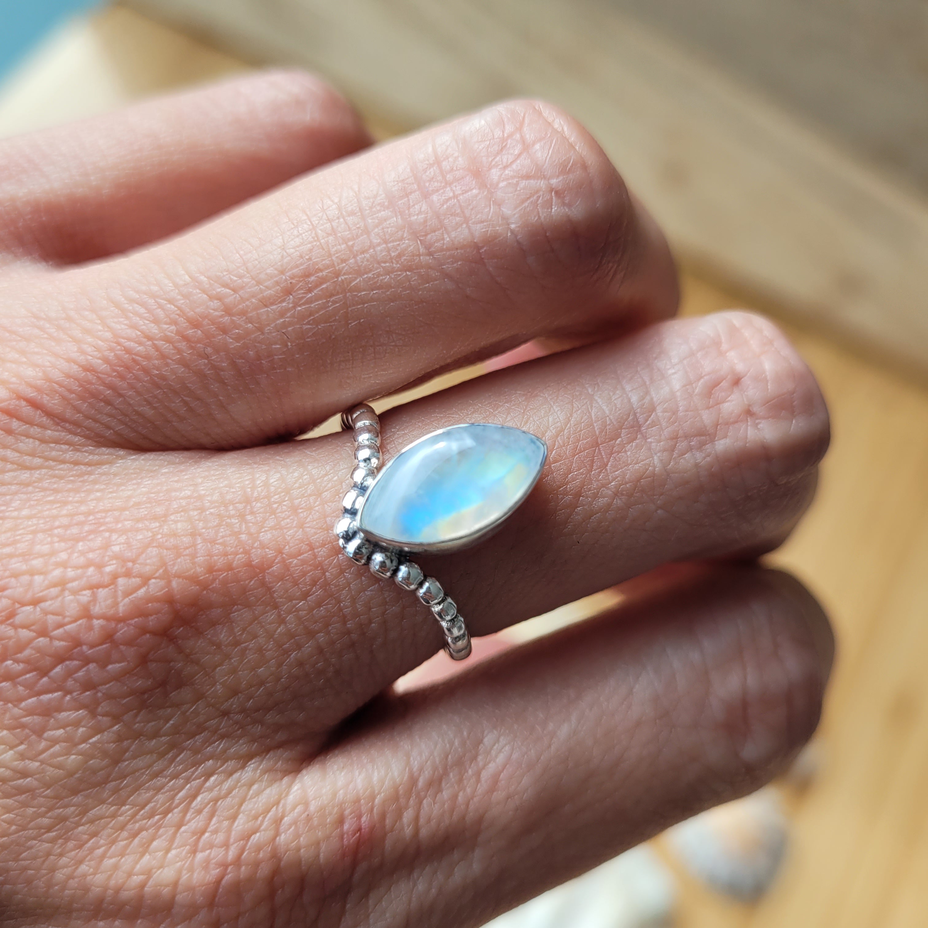 Sterling Silver 925 Ring Moonstone Selene