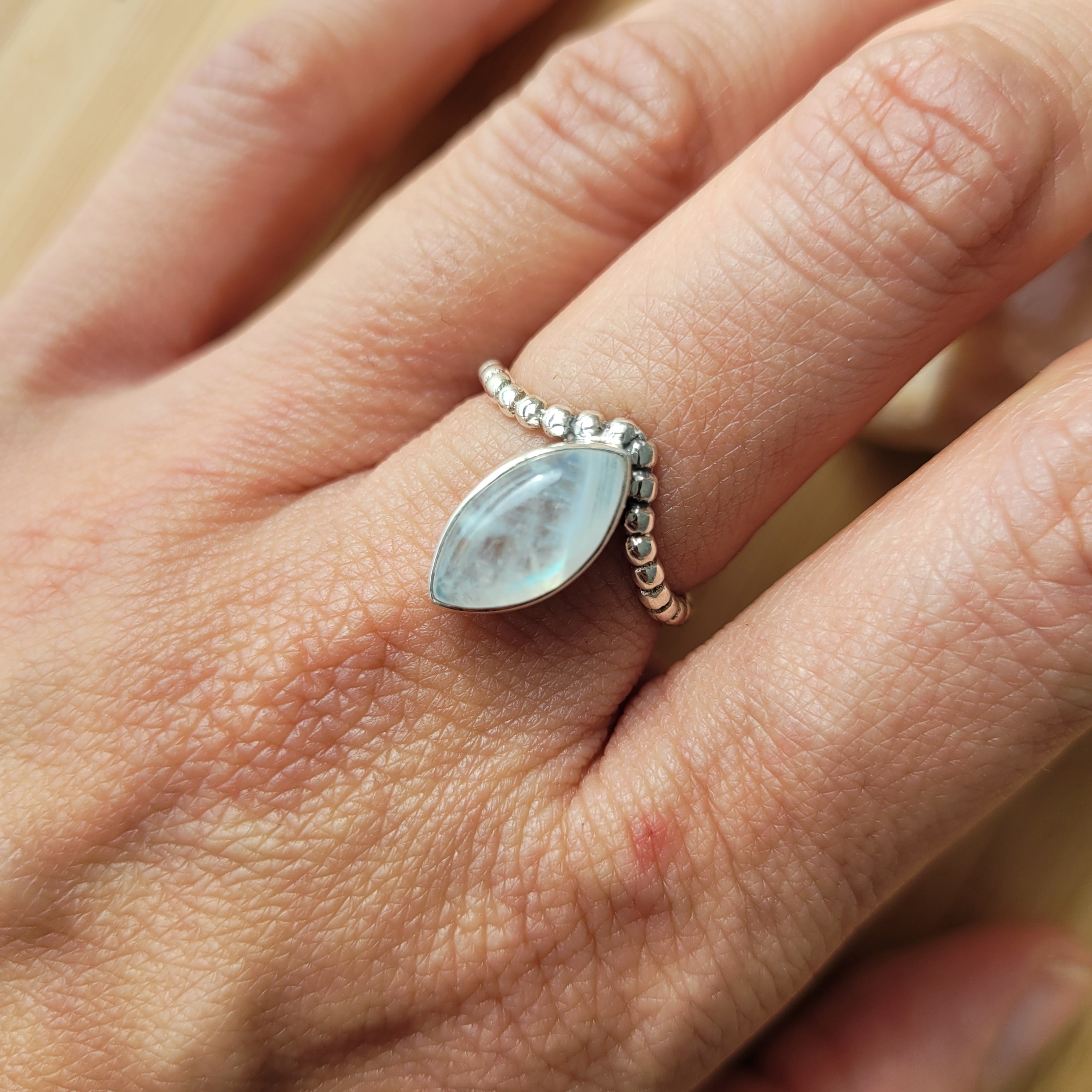 Sterling Silver 925 Ring Moonstone Selene