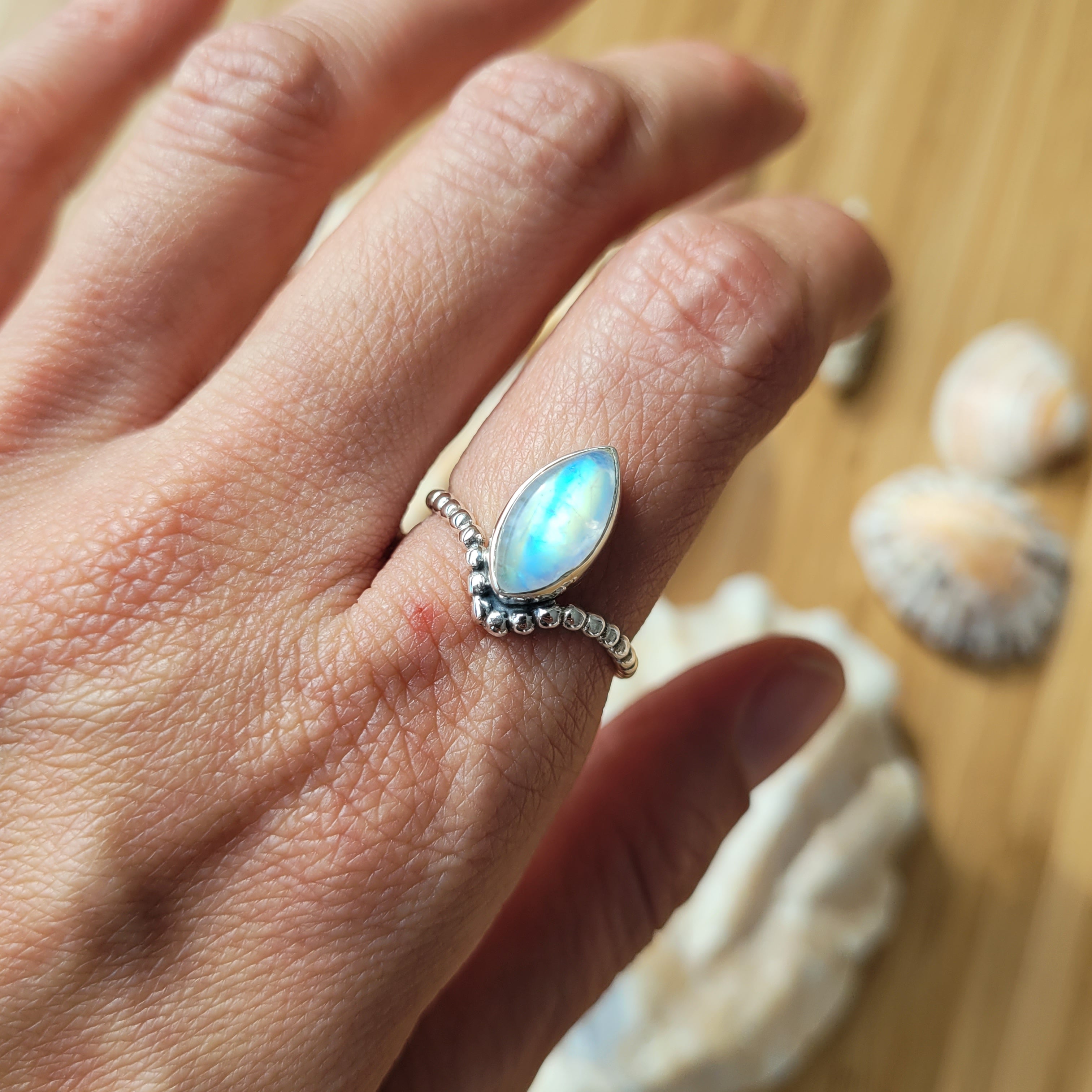 Sterling Silver 925 Ring Moonstone Selene