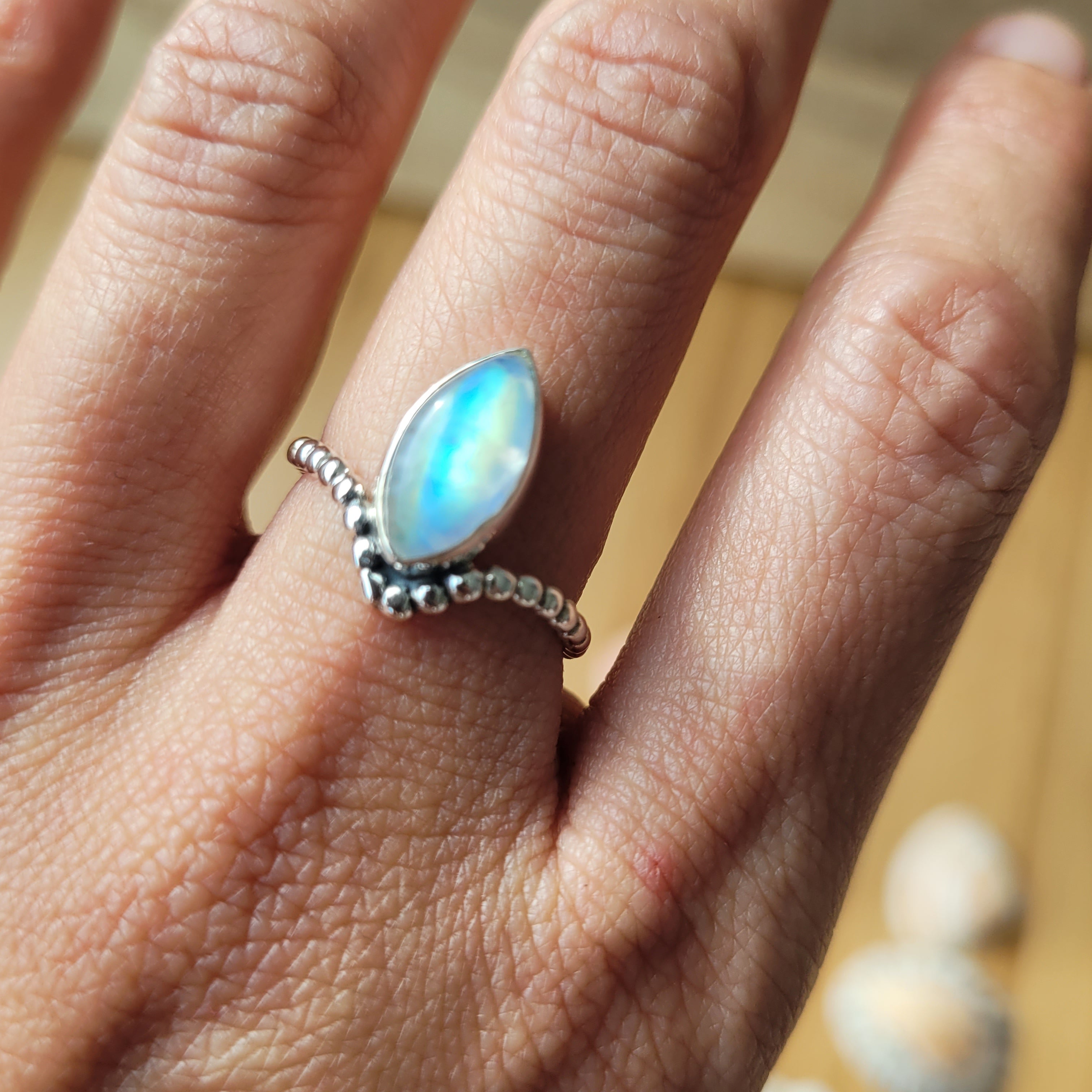 Sterling Silver 925 Ring Moonstone Selene