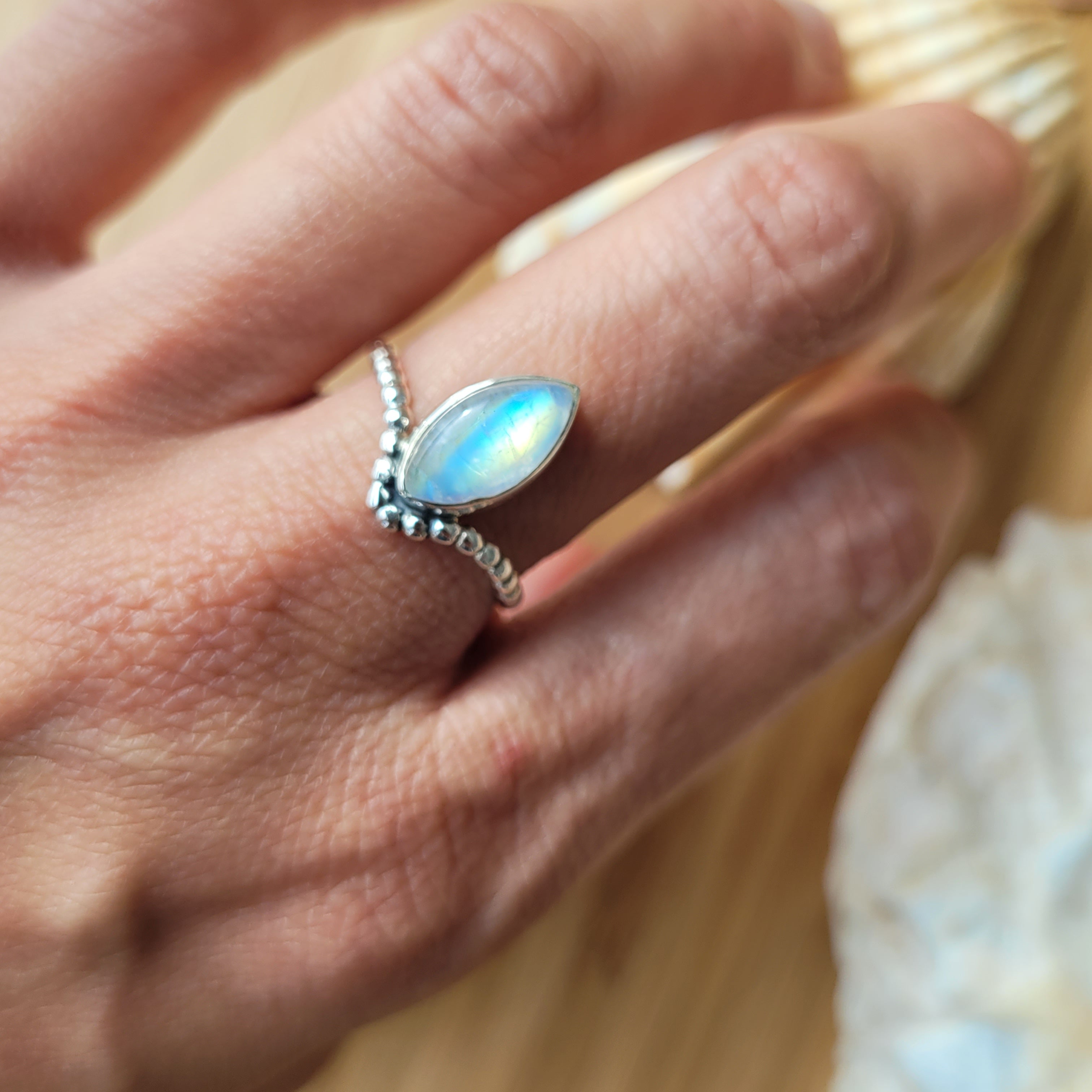Sterling Silver 925 Ring Moonstone Selene