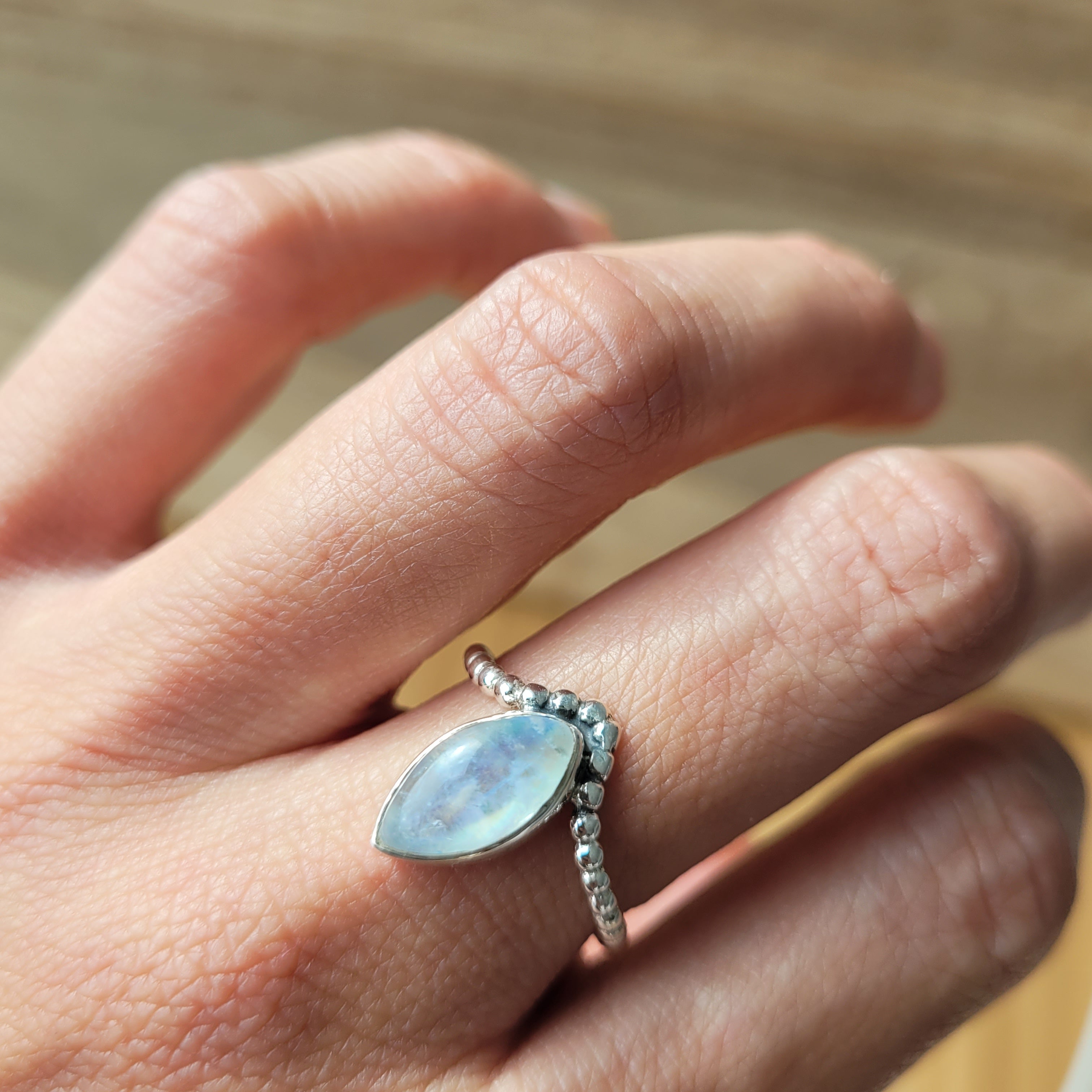 Sterling Silver 925 Ring Moonstone Selene