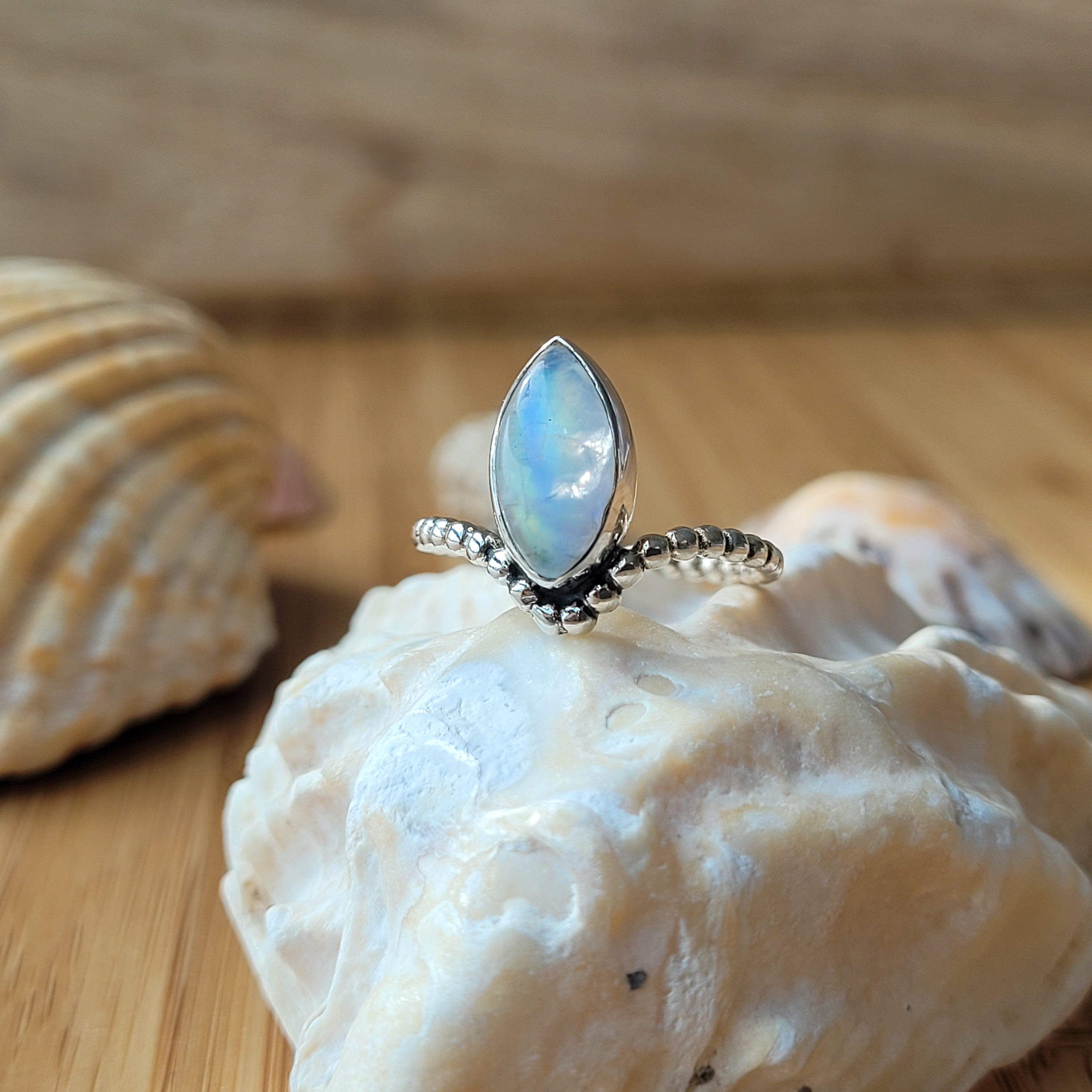 Sterling Silver 925 Ring Moonstone Selene