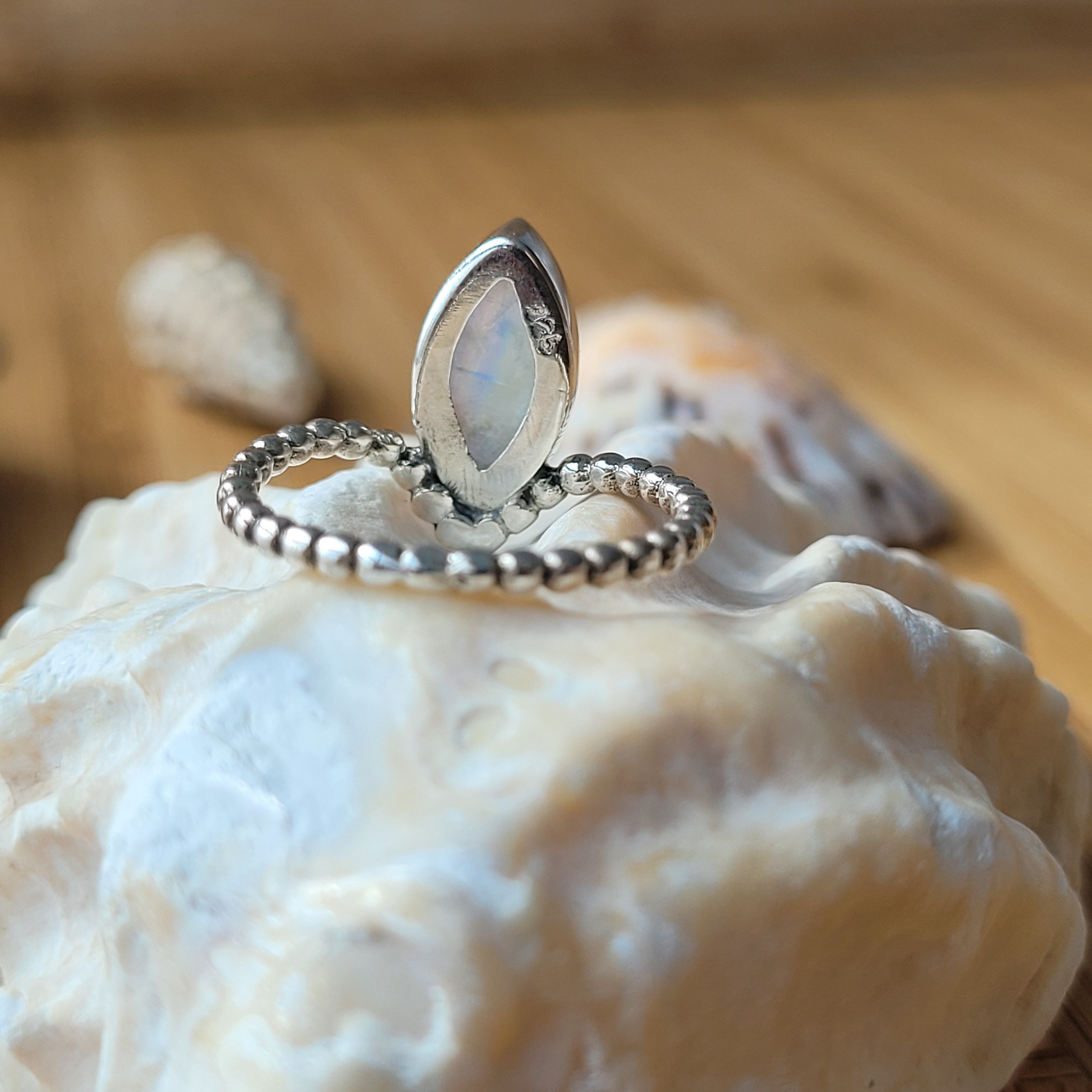 Sterling Silver 925 Ring Moonstone Selene