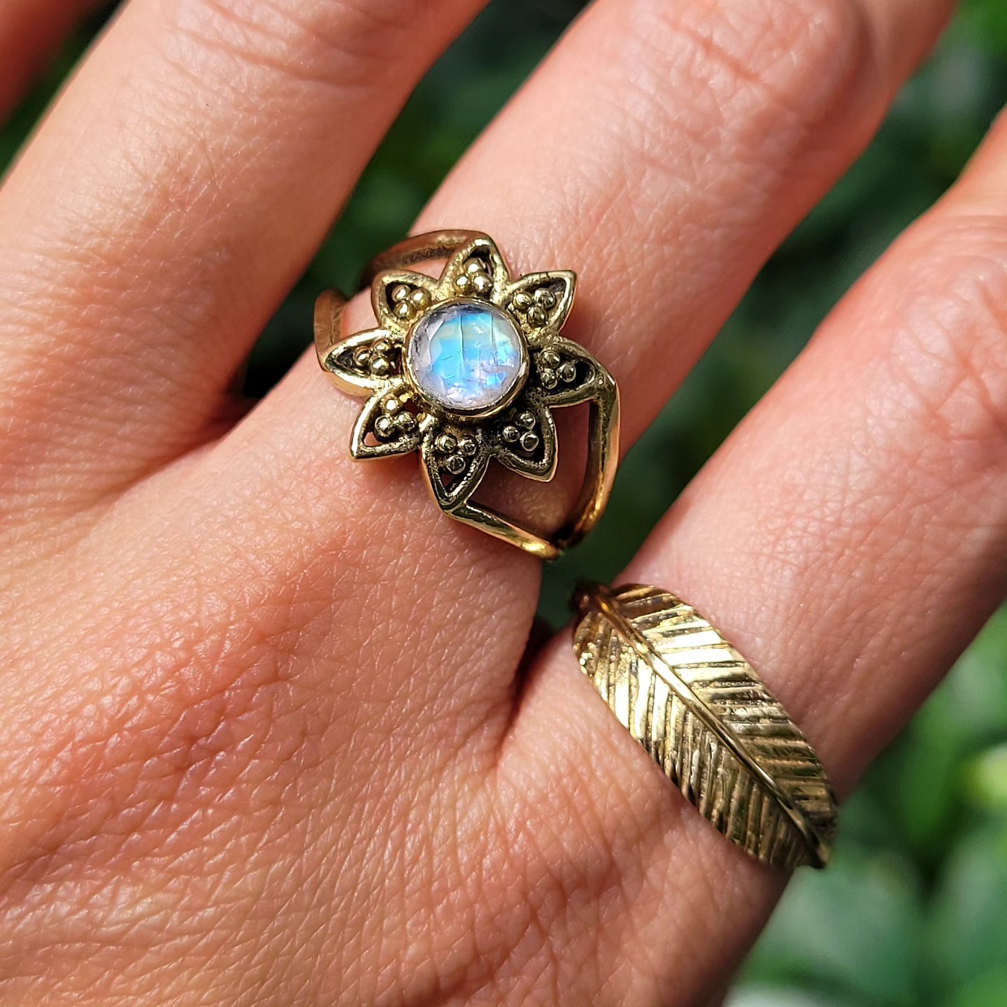 Premium Brass  Ring  Fyllo Leaf Adjustable