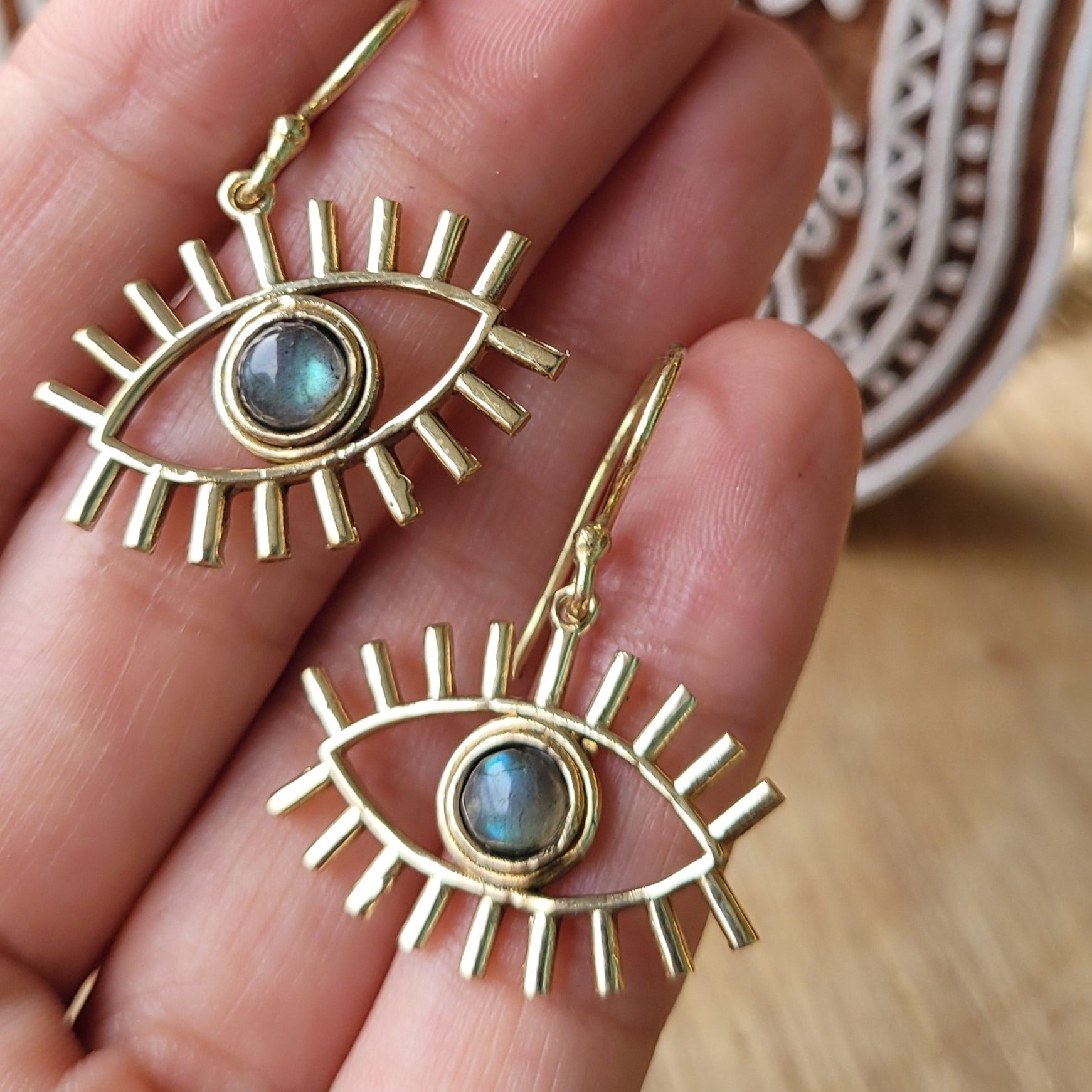Premium Brass Earrings Hamsa/ Evil Eye