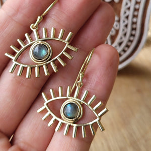 Premium Brass Earrings Hamsa/ Evil Eye