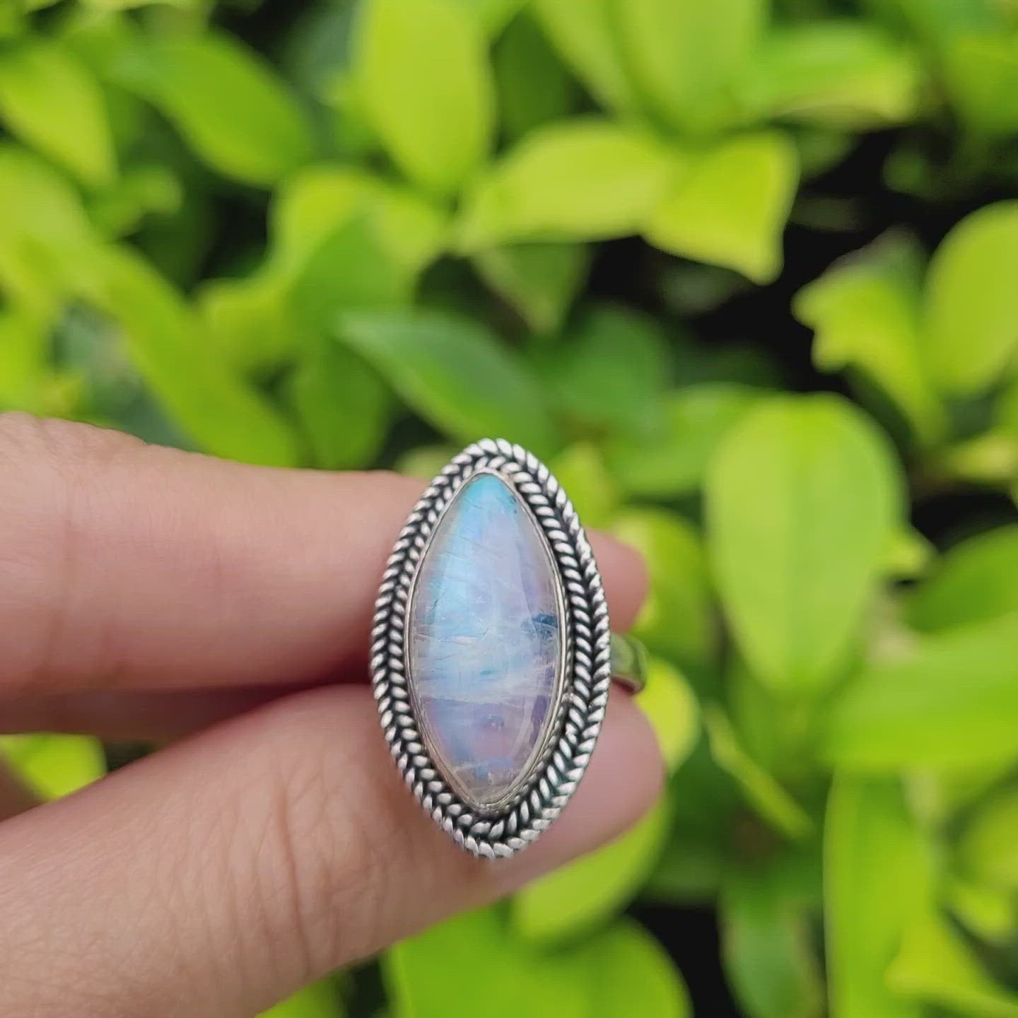 Sterling Silver 925 Statement Ring Moonstone MS01