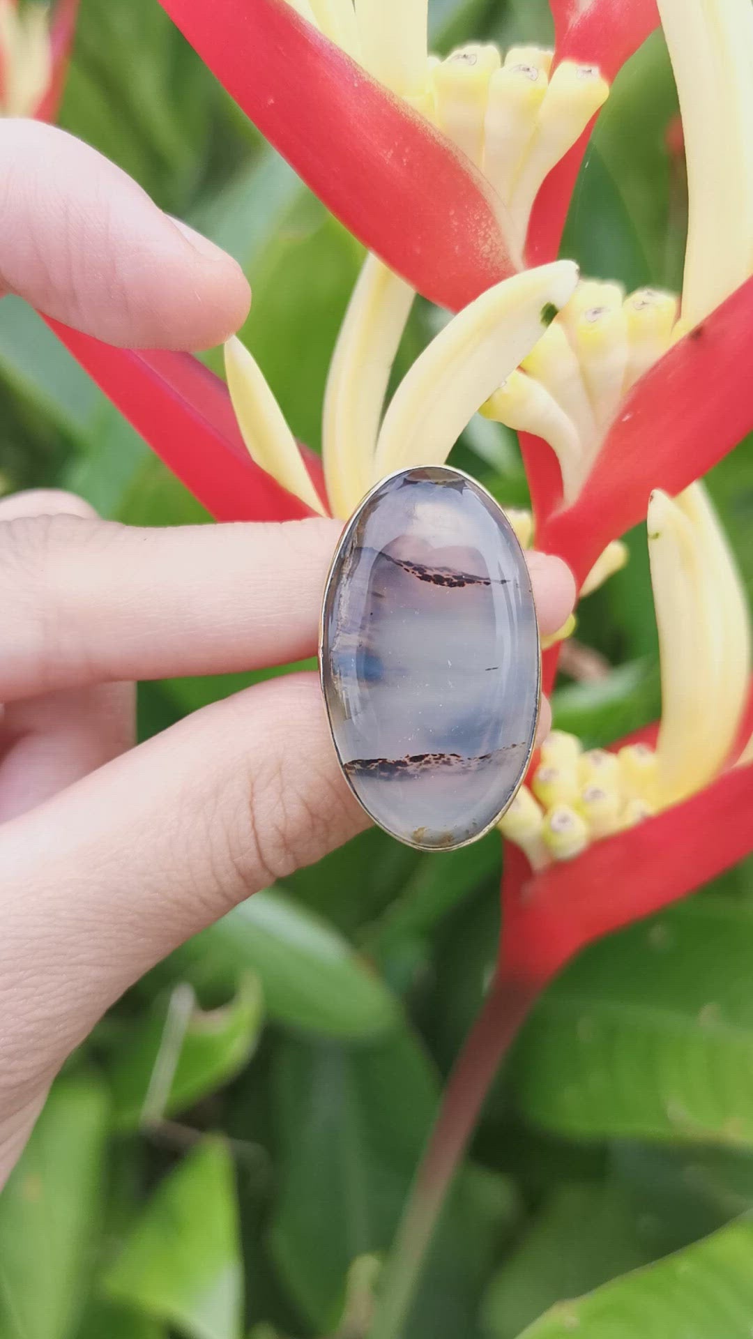 Brass Statement Ring Montana Agate