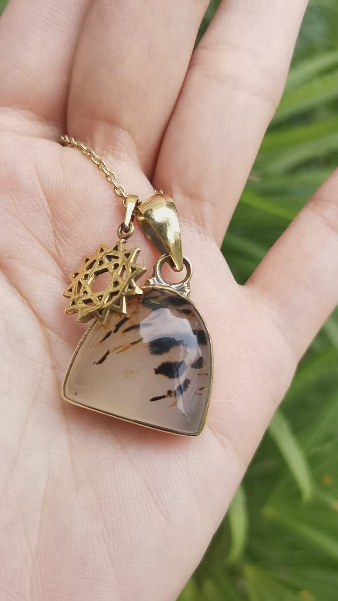 Premium Brass Statement Pendant Montana Agate