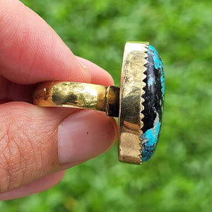 Premium Brass Statement Ring Turquoise
