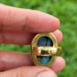 Premium Brass Statement Ring Turquoise