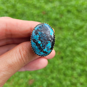 Premium Brass Statement Ring Turquoise