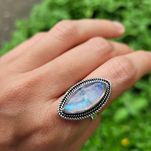Sterling Silver 925 Statement Ring Moonstone MS01