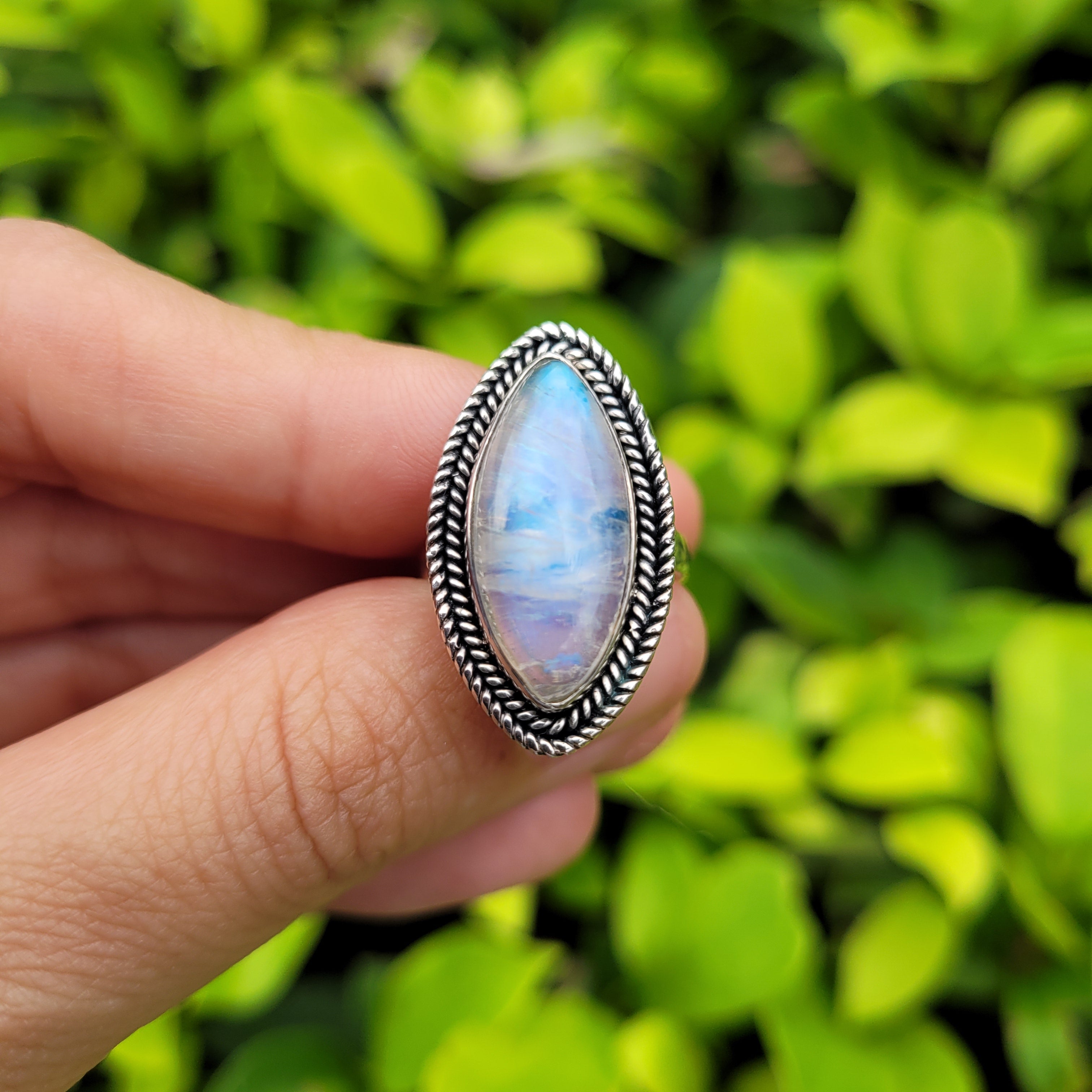 Sterling Silver 925 Statement Ring Moonstone MS01