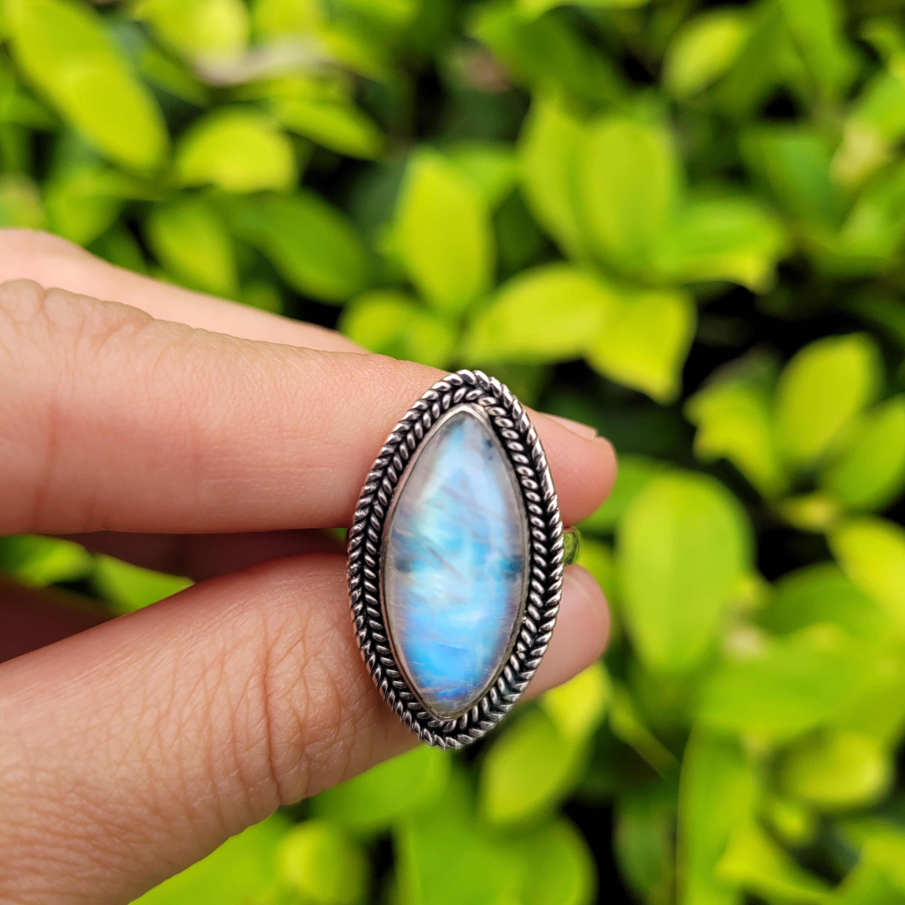Sterling Silver 925 Statement Ring Moonstone MS01