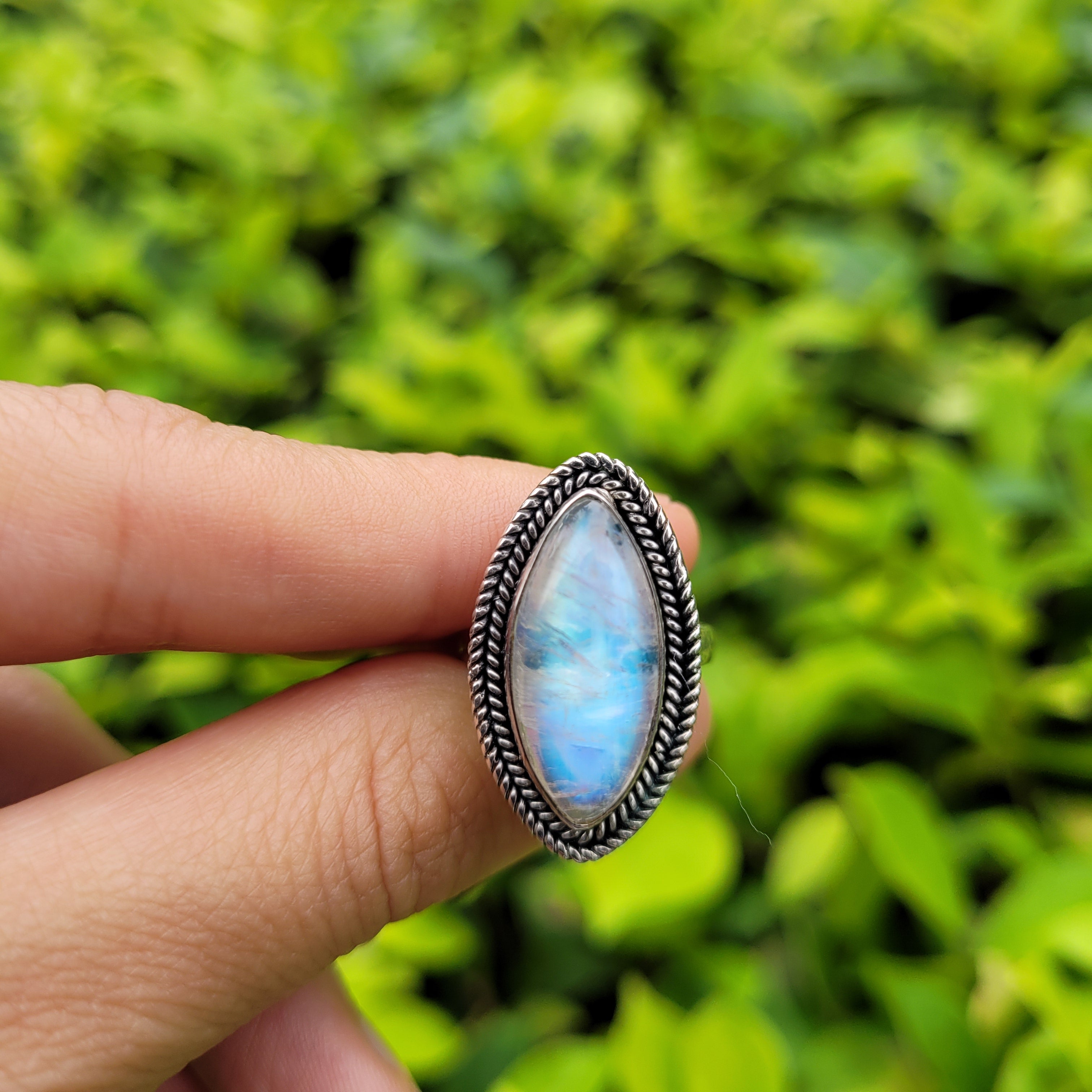 Sterling Silver 925 Statement Ring Moonstone MS01
