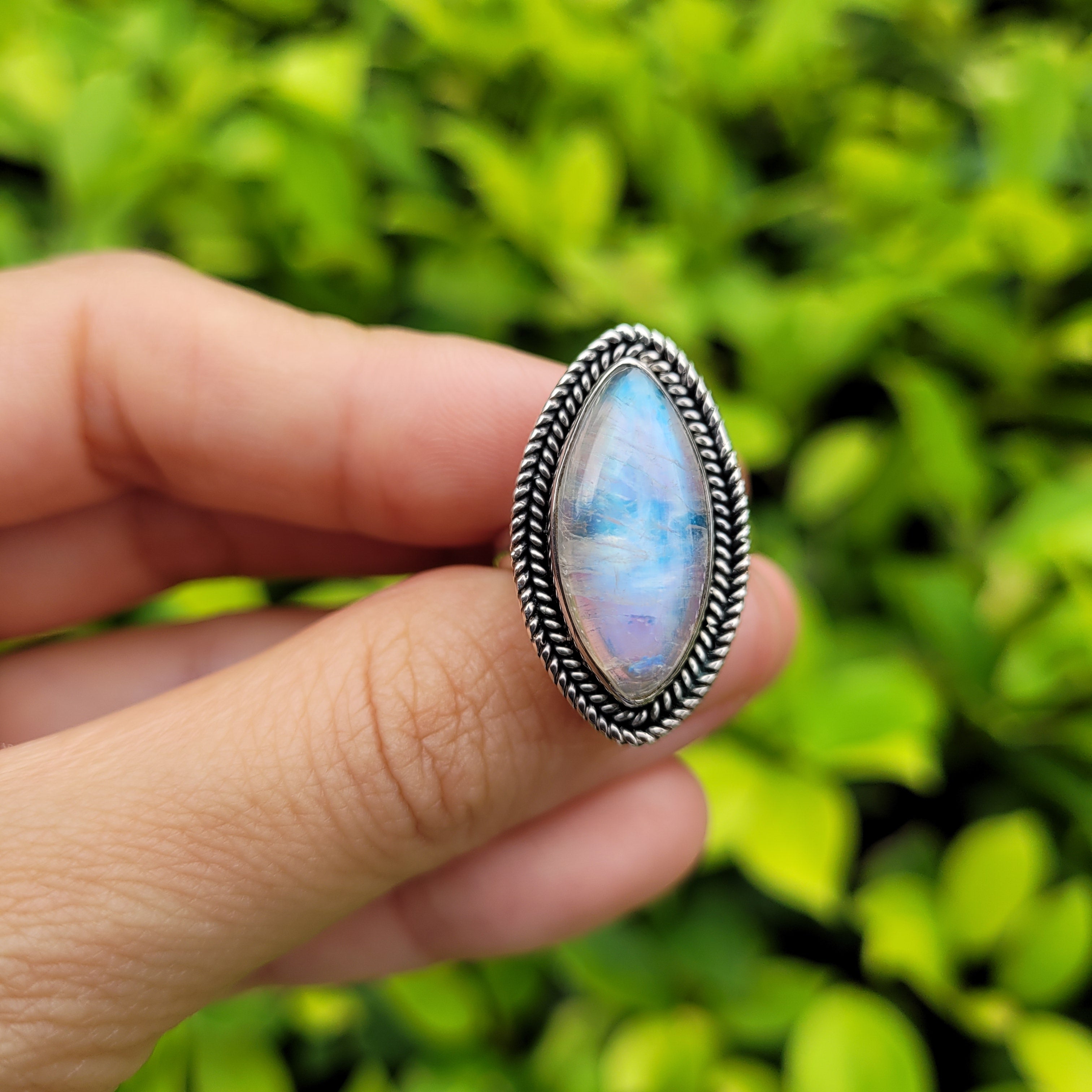 Sterling Silver 925 Statement Ring Moonstone MS01