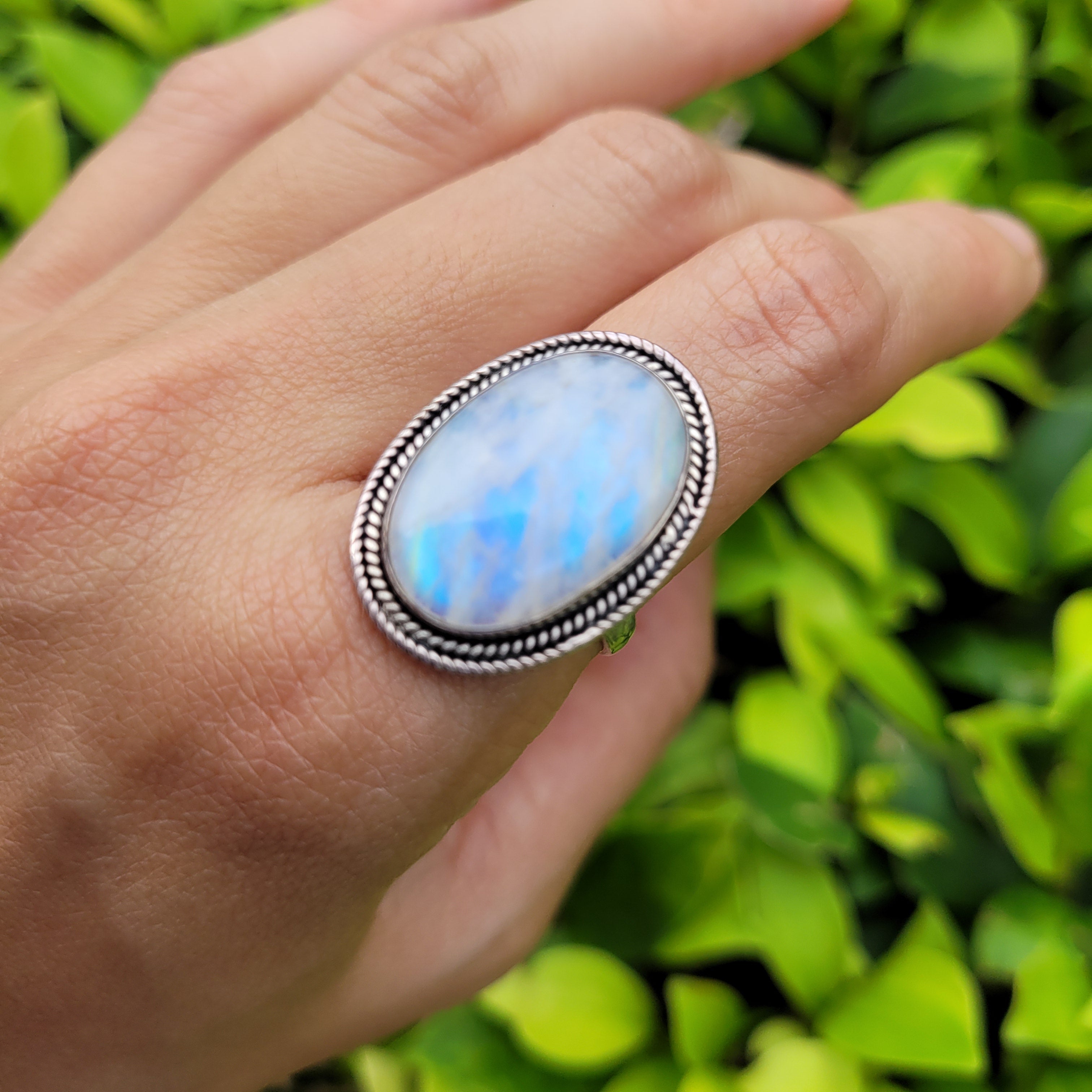 Sterling Silver 925 Statement Ring Moonstone MS05
