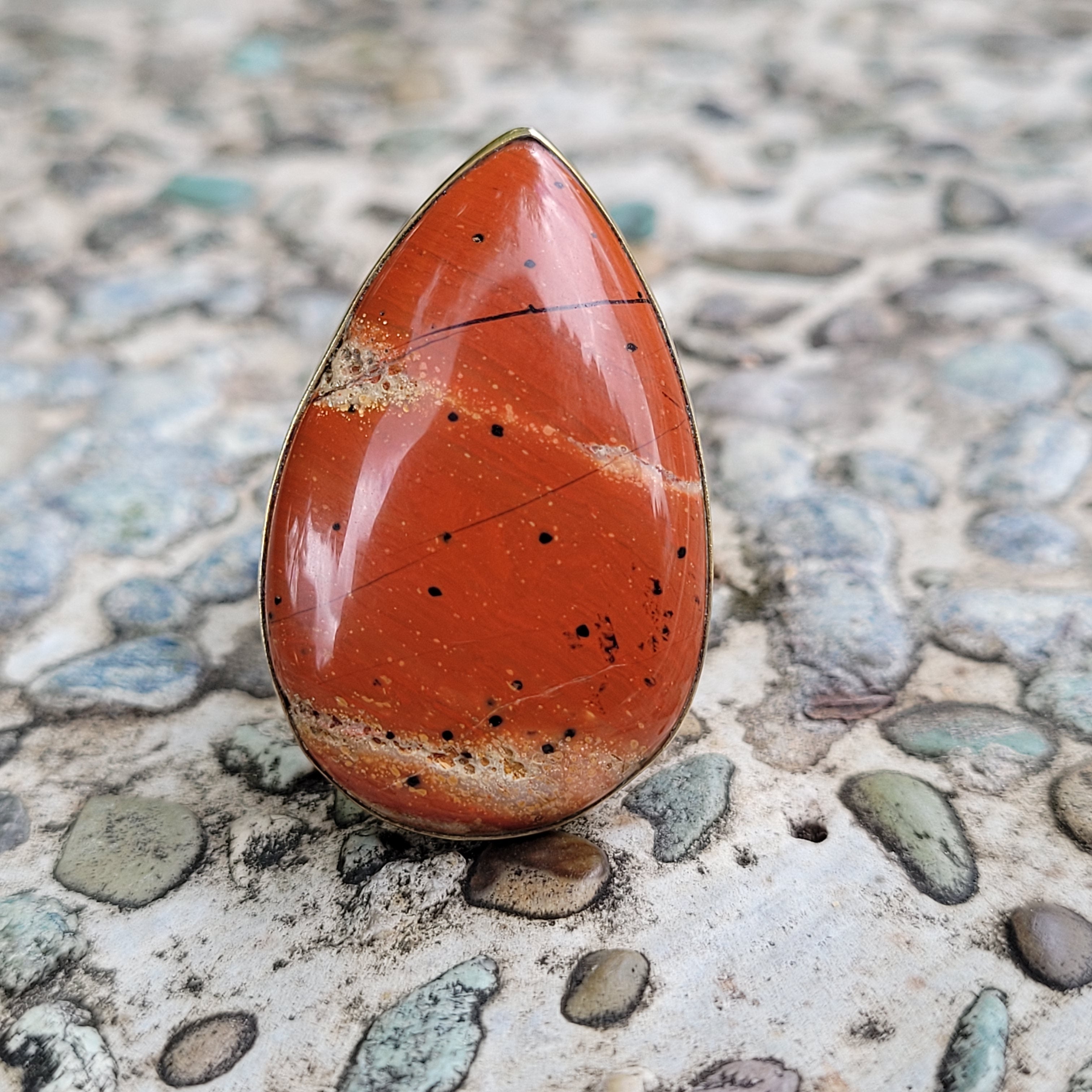 Brass Statement Ring Mookaite Red Jasper JAS01
