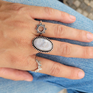 Sterling Silver 925 Statement Ring Moonstone MS04