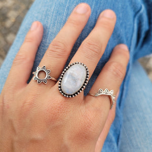 Sterling Silver 925 Statement Ring Moonstone MS04