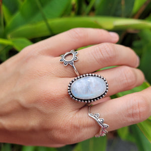 Sterling Silver 925 Statement Ring Moonstone MS04