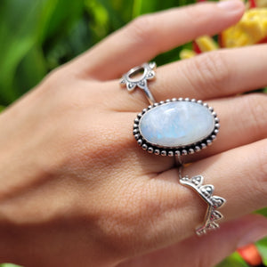 Sterling Silver 925 Statement Ring Moonstone MS04