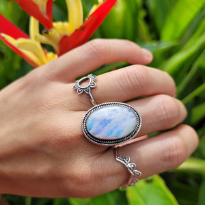 Sterling Silver 925 Statement Ring Moonstone MS05