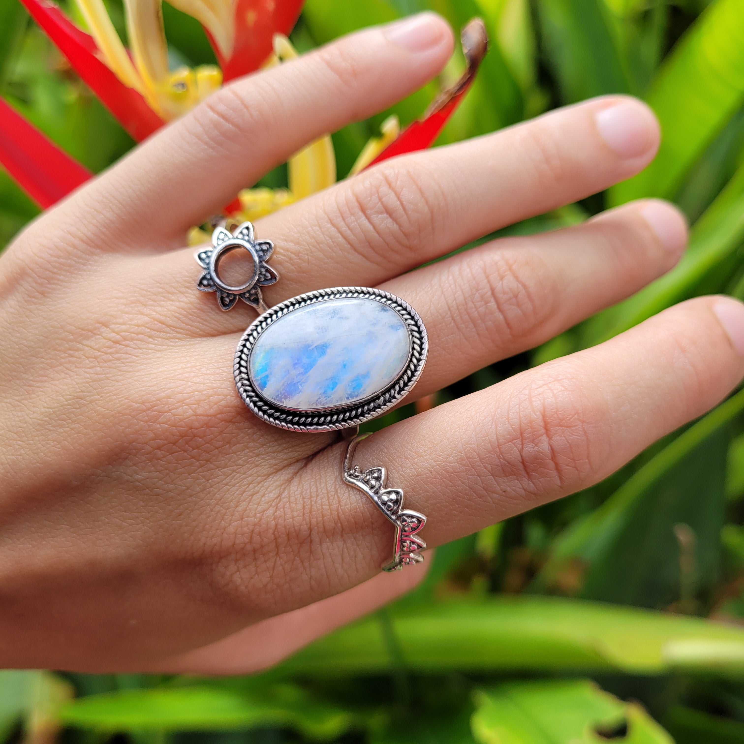 Sterling Silver 925 Statement Ring Moonstone MS05