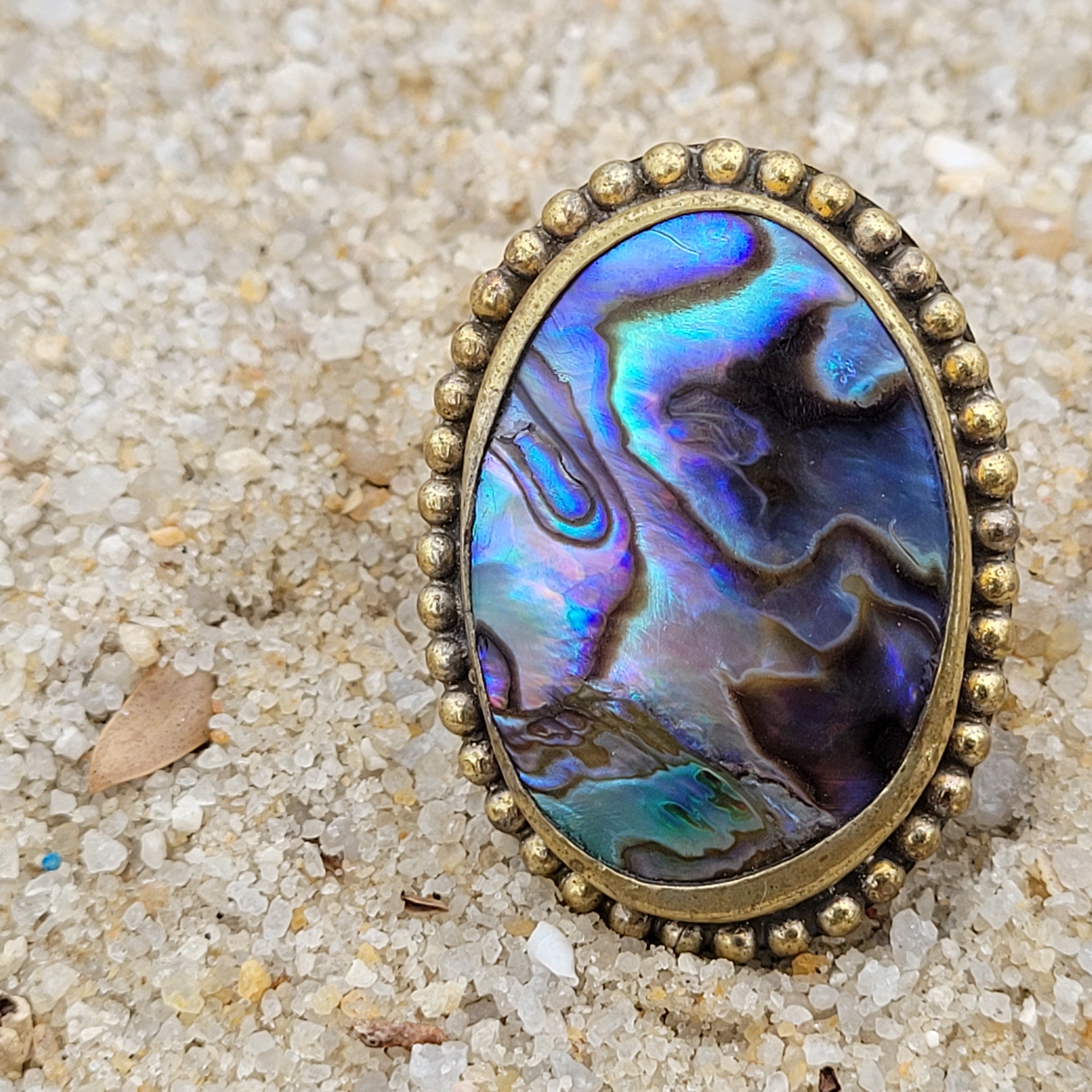 Brass Statement Ring Abalone Shell ABL01
