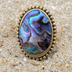 Brass Statement Ring Abalone Shell ABL01