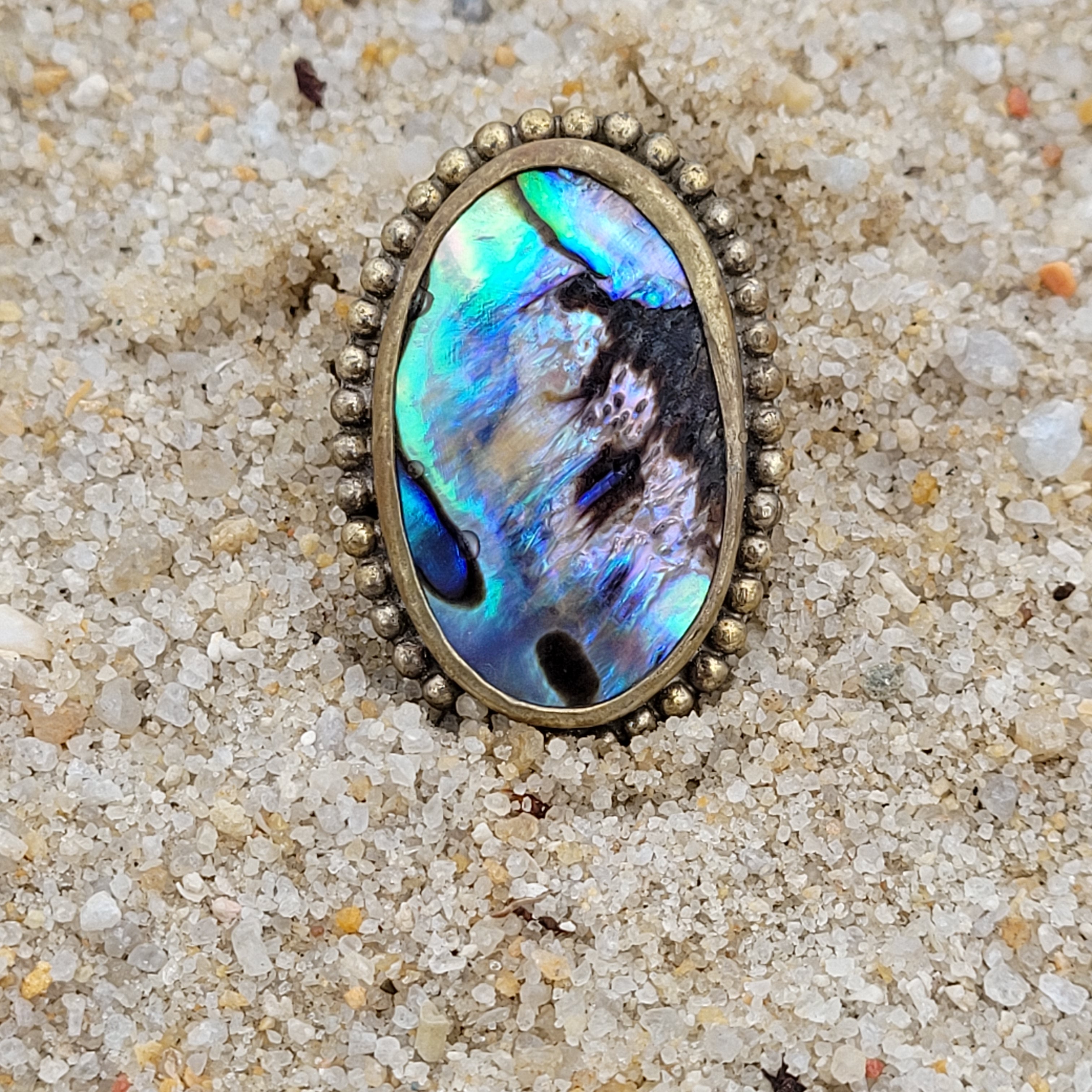 Brass Statement Ring Abalone Shell ABL02