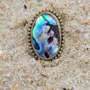 Brass Statement Ring Abalone Shell ABL02