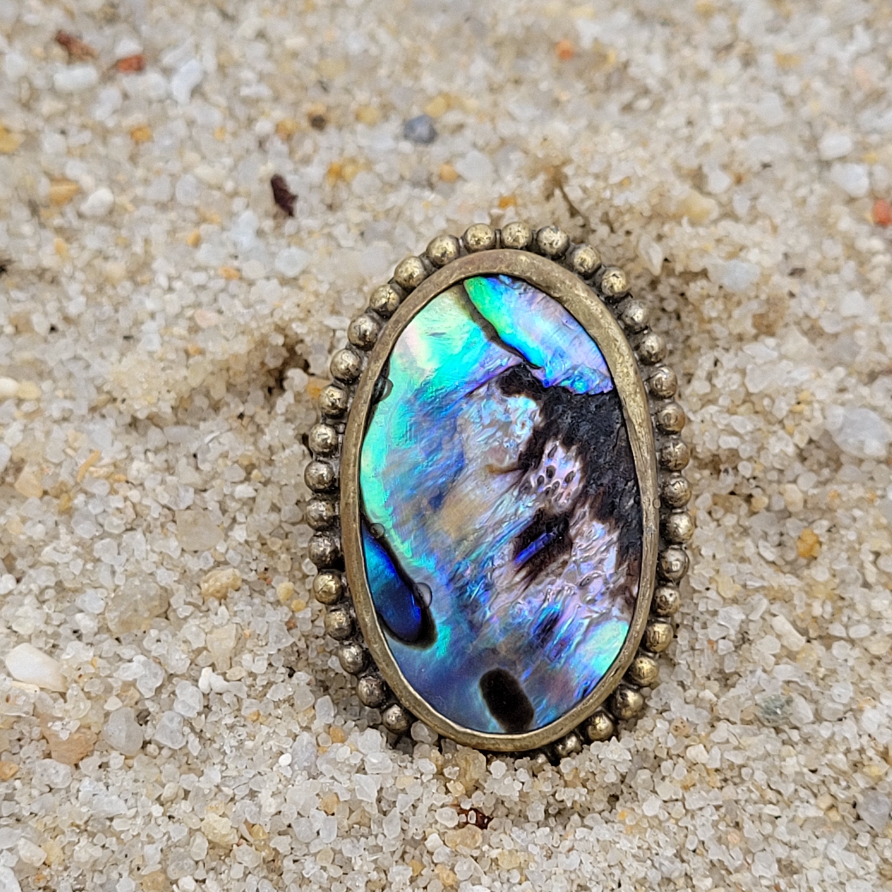 Brass Statement Ring Abalone Shell ABL02