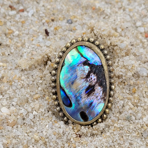 Brass Statement Ring Abalone Shell ABL02