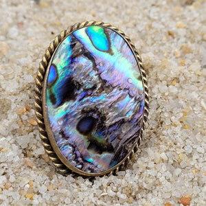 Brass Statement Ring Abalone Shell ABL03