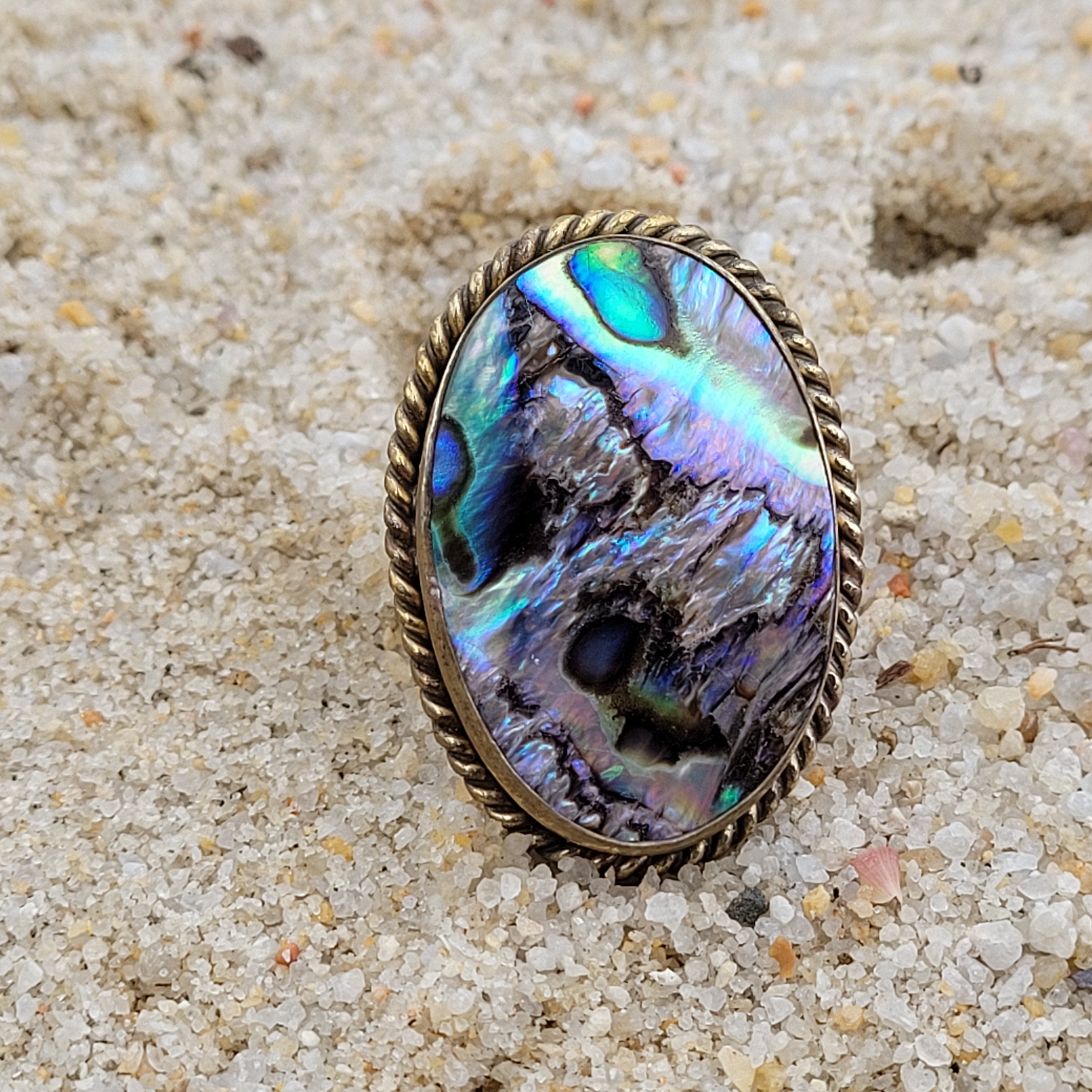 Brass Statement Ring Abalone Shell ABL03