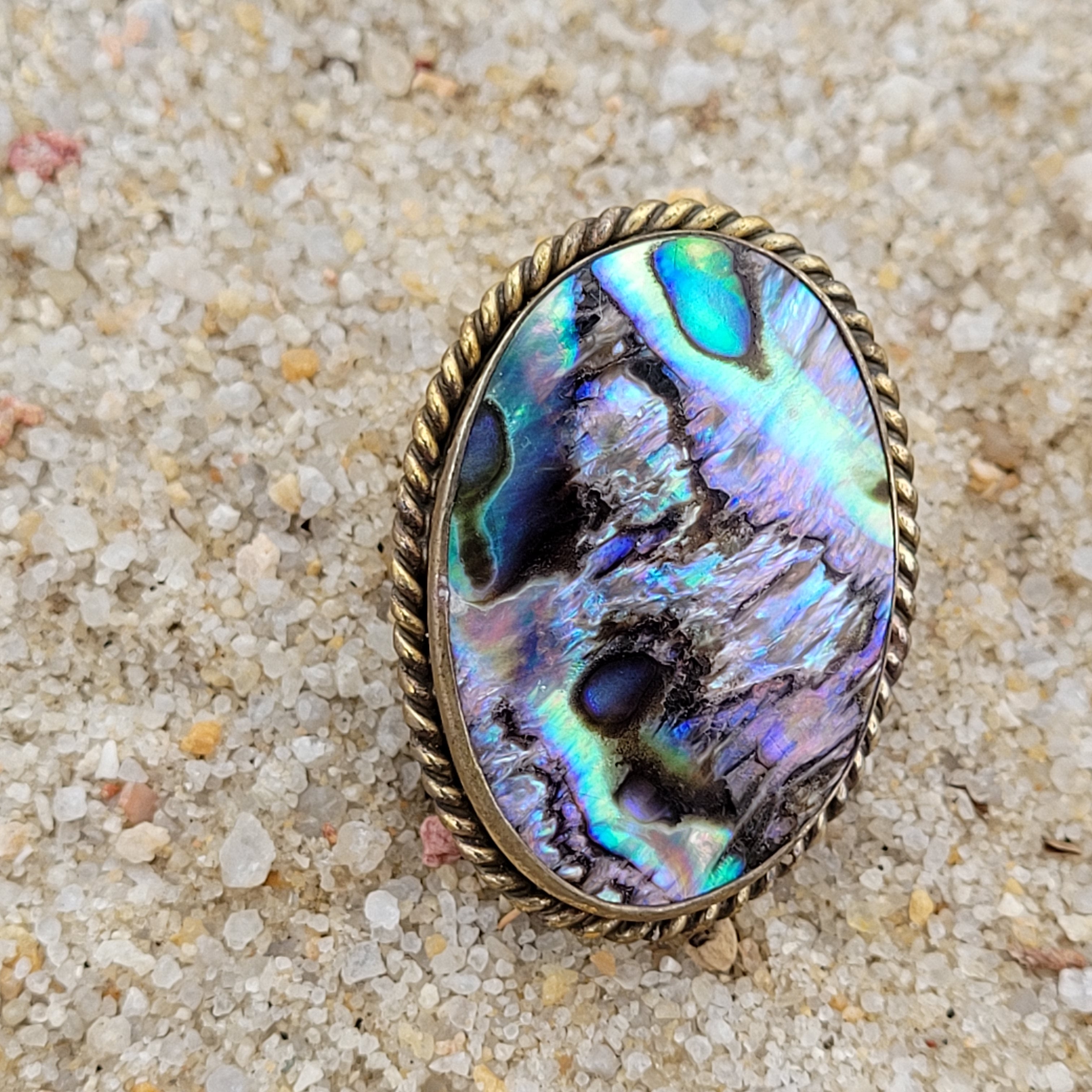 Brass Statement Ring Abalone Shell ABL03