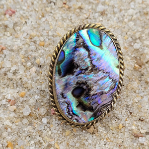 Brass Statement Ring Abalone Shell ABL03