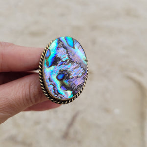 Brass Statement Ring Abalone Shell ABL03