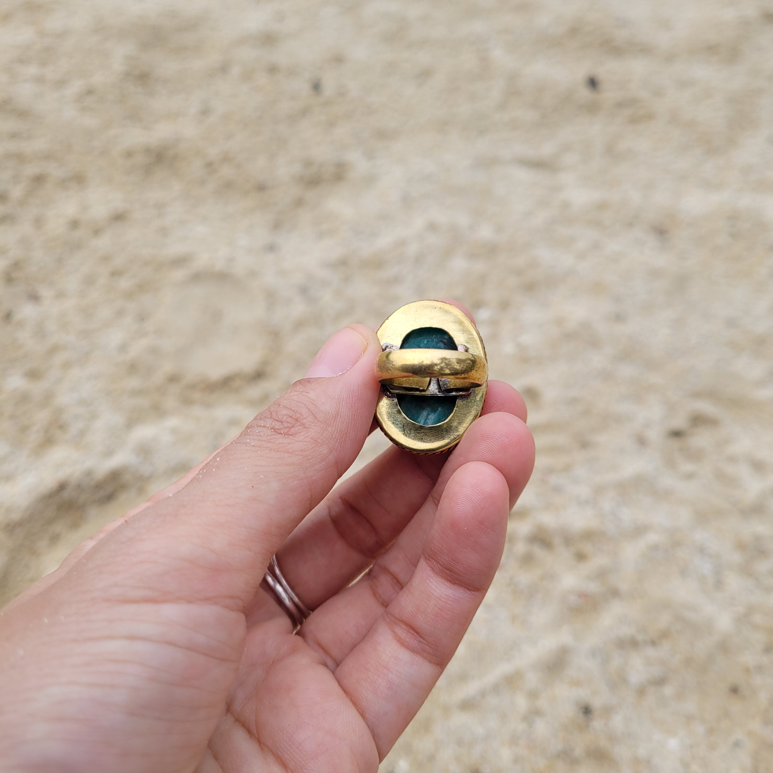 Premium Brass Statement Ring Amazonite AMZ02