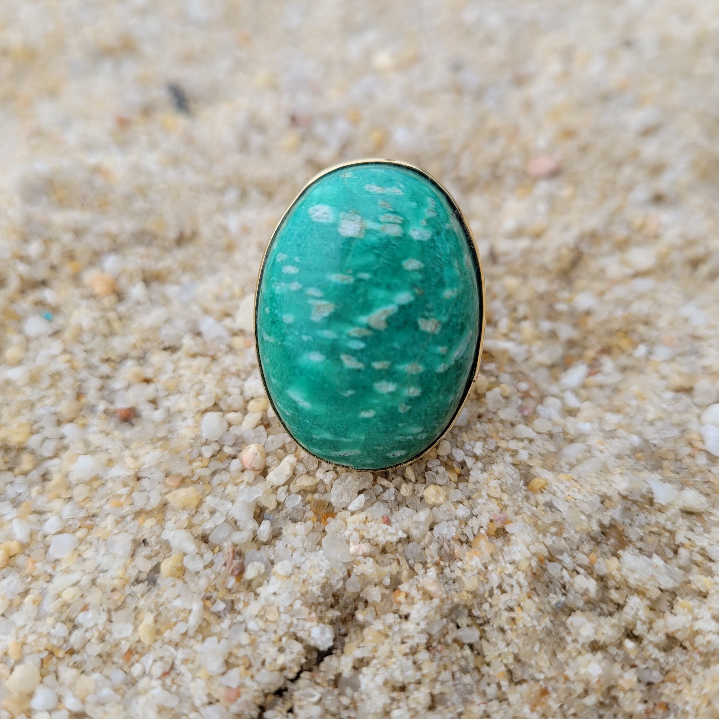 Premium Brass Statement Ring Amazonite AMZ01