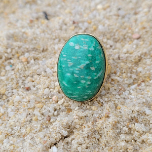 Premium Brass Statement Ring Amazonite AMZ01
