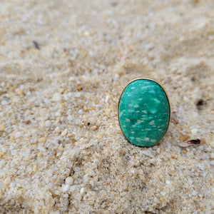 Premium Brass Statement Ring Amazonite AMZ01