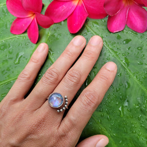 Sterling Silver 925 Statement Ring Luna Moonstone MS07