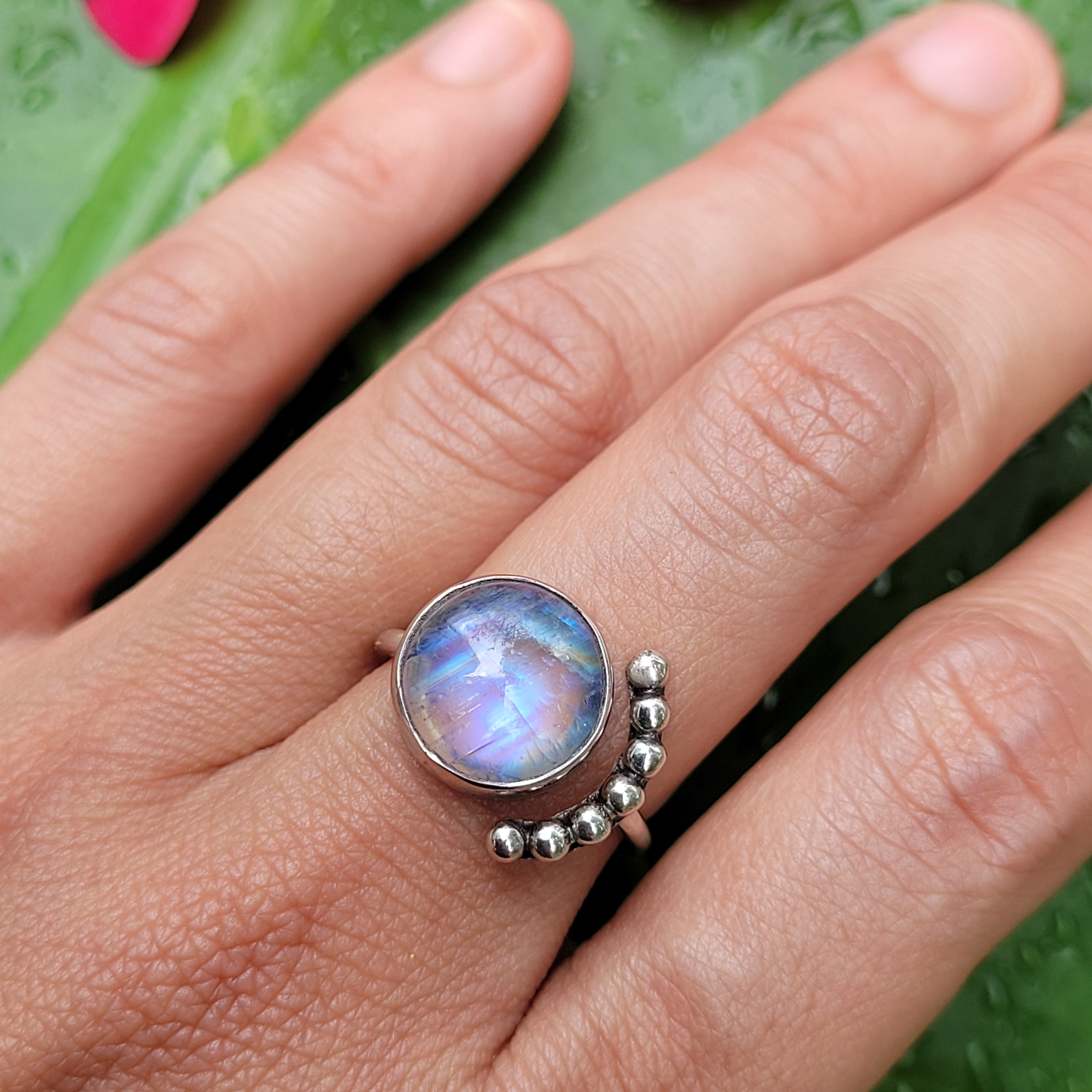 Sterling Silver 925 Statement Ring Luna Moonstone MS07