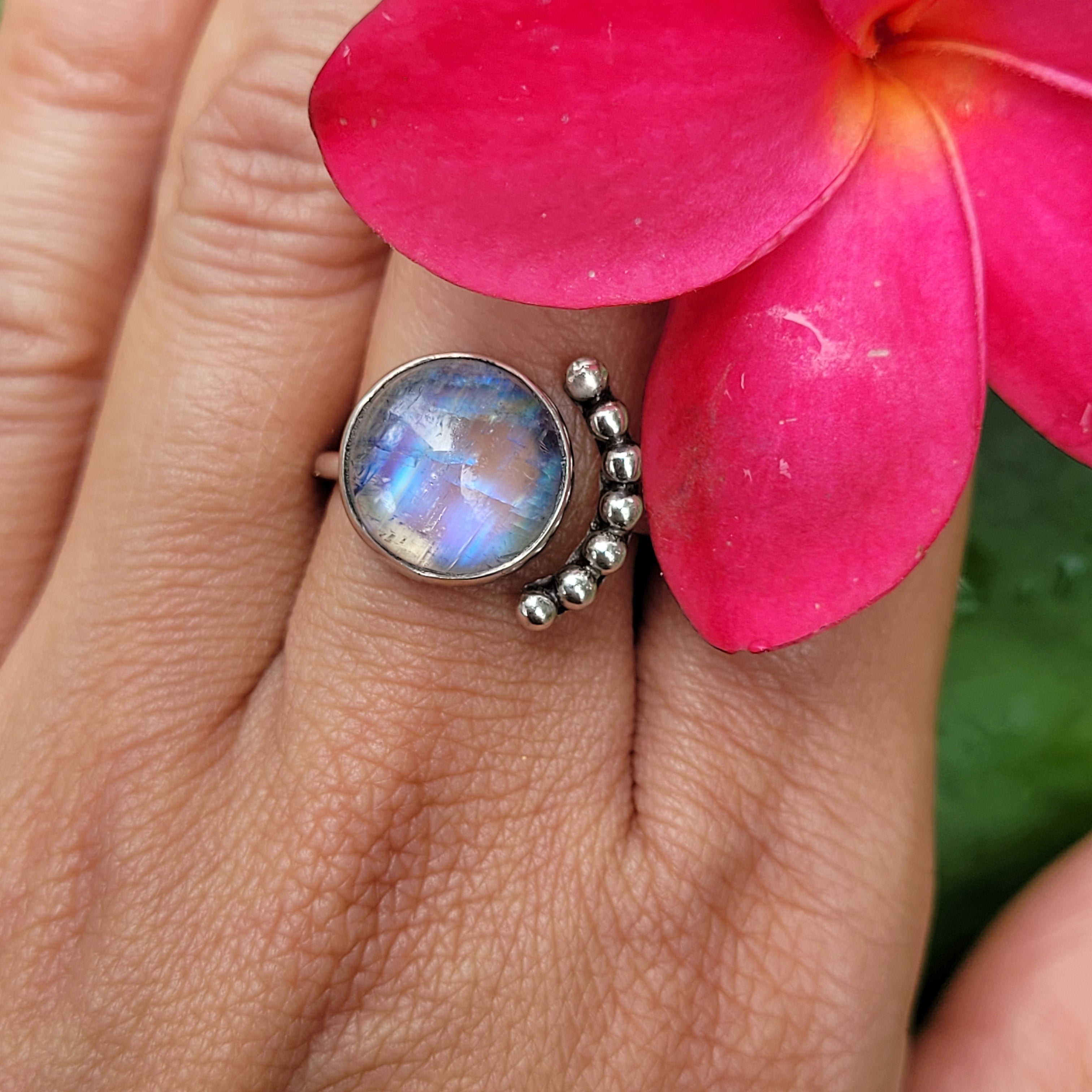 Sterling Silver 925 Statement Ring Luna Moonstone MS07
